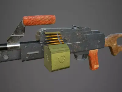 Lowpoly PK wooden rifle 3D model