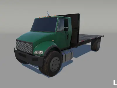 Flatbed trucks Low-poly 3D model