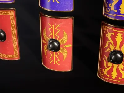 ROMAN SHIELDS PACKAGE - KITBASH - UE5 Low-poly 3D model