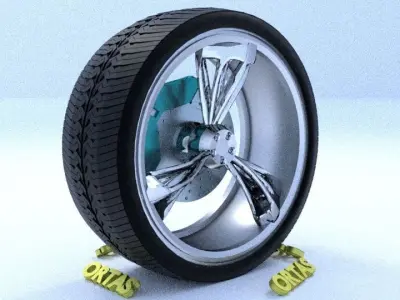 ORTAS CAR RIM 25 GAME READY RIM TIRE AND DISC 3D model