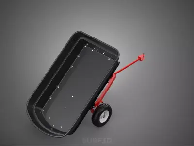 TILTING BED POLY DECK TOW TRAILER CARGO CART TRACTOR LAWN MOWER 3D model