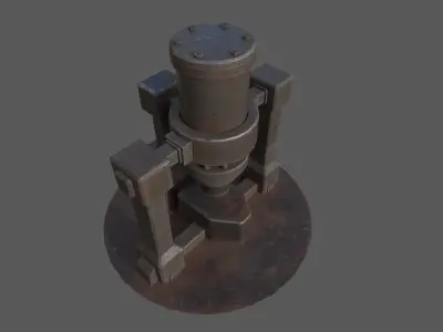 Stylized Fantasy Machine - Industrial Forge Press Low-poly 3D model