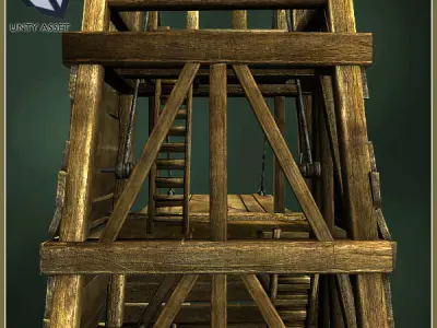 Animated Medieval Siege Tower Low-poly 3D model