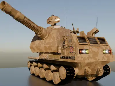 High-polly Next-Gen Self-Propelled Artillery Vehicle 3D model