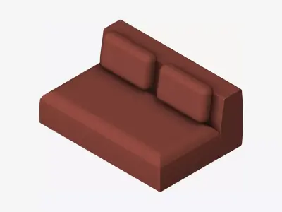 Seat - Sofa - Simplicity - Double - No Arm Low-poly 3D model
