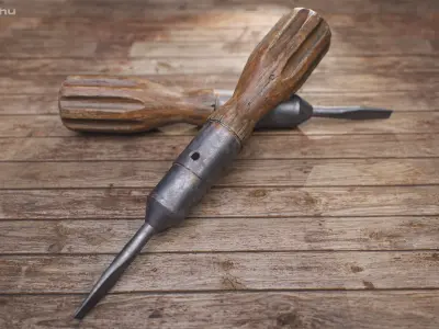 Vintage Screwdriver - Game Ready Prop AAA AR and VR Low-poly 3D model