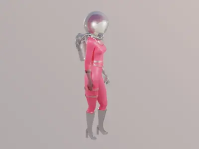 Scifi  Astronaut Girl rigged Animated Game-ready Low-poly 3D model