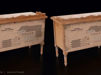 Philco Deluxe 23 TV Vintage old and worn lowpoly Low-poly 3D model