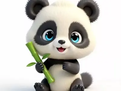 Cute Cartoon Panda 3D Model Low-poly 3D model