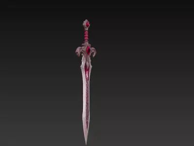 Crimson Wraith Fantasy Sword - Low Poly 3D Weapon Low-poly 3D model