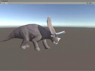 LowPoly Triceratops in forest Free low-poly 3D model