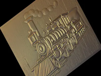 Steam locomotive Suitable for embossing Hot Foil Technique 3D model