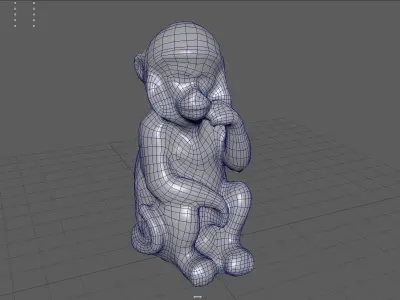 Monkey Statue Low-poly 3D model