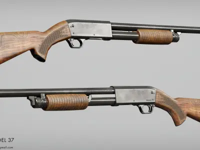 Ithaca Model 37 Low-poly 3D model