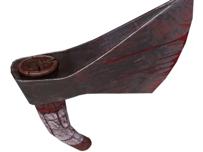 Scary axe in the blood Low-poly 3D model