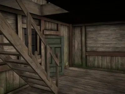 Medieval Lake Village - House 16 with interiors Low-poly 3D model