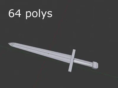 low poly medieval sword 1 Low-poly 3D model