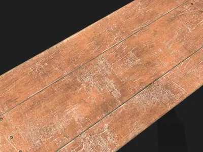 Old Wooden Dining Table Low-poly 3D model