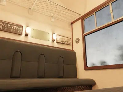 Rail train wagon compartment coach interior hogwarts express Low-poly 3D model