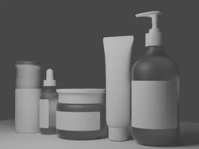 Skincare product bottles 3D model