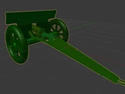 military cannon Low-poly 3D model