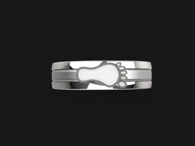 3D Model- Dual-Part Baby Footprint Ring - 3D print model  3D print model
