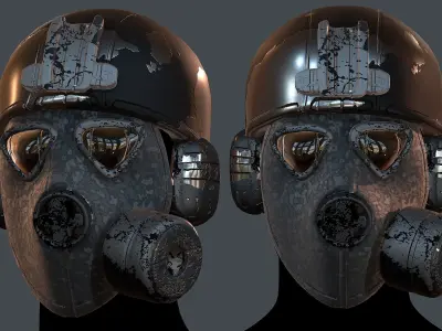 Gas mask helmet 3d model scifi Low-poly  Low-poly 3D model 29