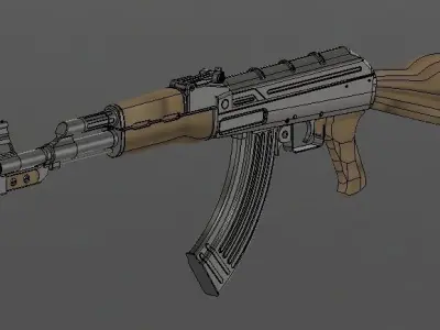Ak-47 front of motorcycle Free 3D model