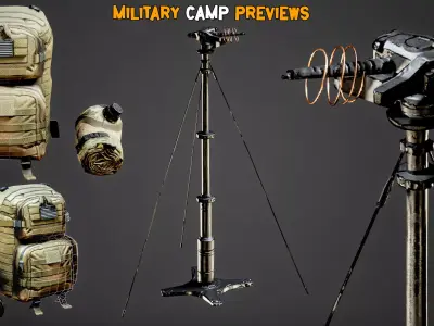 30 Military Camp Background Assets With PBR Texture - Vol 02 Low-poly 3D model