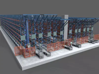 Logistic Cargo Warehouse Low-poly 3D model