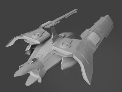 Spaceship fighter jet Low-poly 3D model