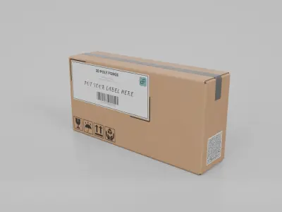 Cardboard Box R-142 - Rigged and Customizable Low-poly 3D model