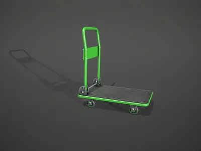 Folding Platform Truck Trolley - Green Low-poly 3D model