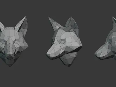 Head Fox Lowpoly Origami Decoration Low-poly 3D model
