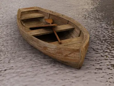 wooden boat Low-poly 3D model purchase