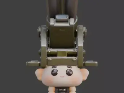 Stylized Chibi WWII Anti-Aircraft Gun Low-poly 3D model