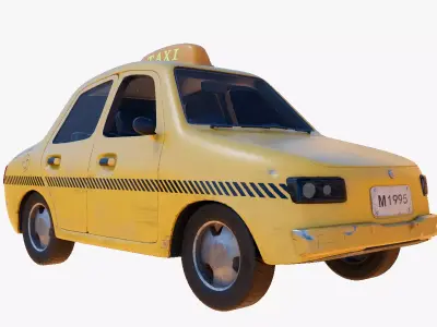 Cartoon Taxi car Free 3D model