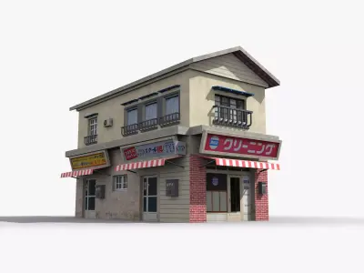 Japanese House x3 Low-poly 3D model
