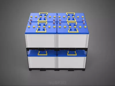 ARRAY SERIES PARALLEL ACCU BATTERY STACK TRAY RACK BRACKET MOUNT 3D model