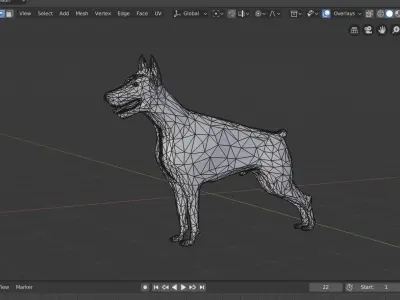 Doberman dog Low-poly 3D model