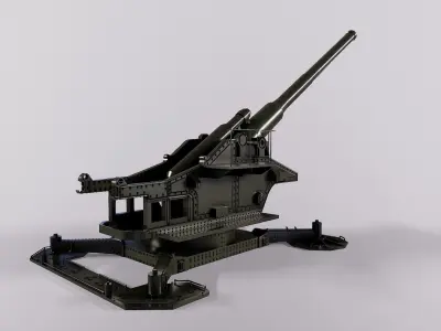 210-mm cannon Br-17 Low-poly 3D model