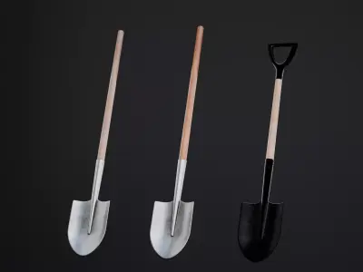 Shovel Low-poly 3D model 4