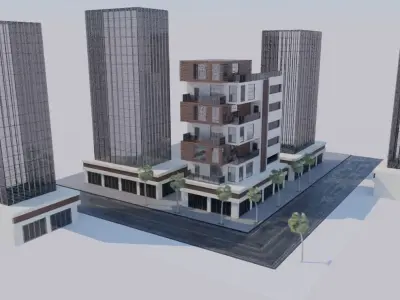 Apartement Building Scene Packed Free 3D model