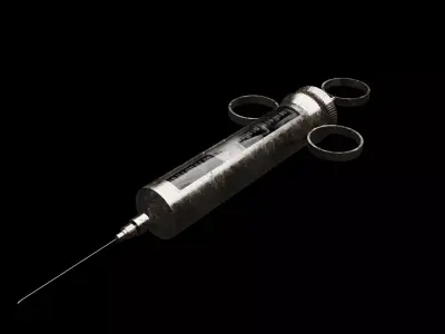 Realistic Worn Metal Syringe Low-poly 3D model