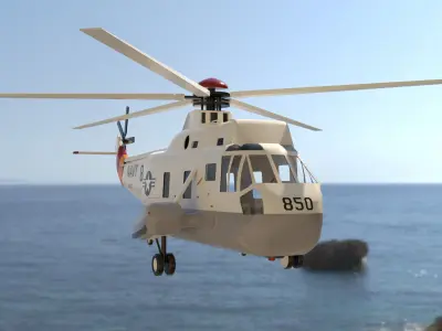 helicopter Low-poly 3D model 13
