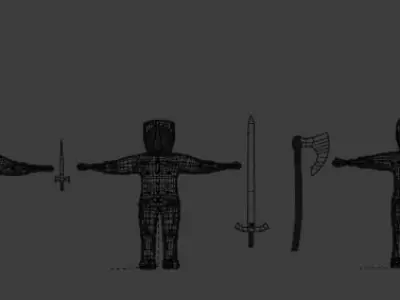 set of templar knights Low-poly 3D model