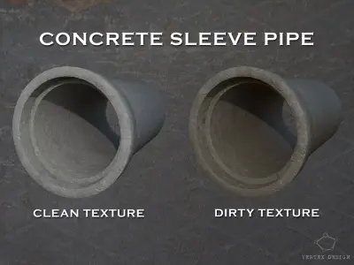 Concrete sleeve pipe Low-poly 3D model