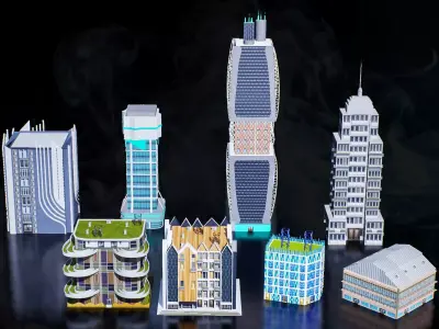 Modern Buildings Volume 1 Low-poly 3D model