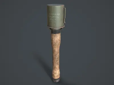 German Nazi M24 Stielhandgrenate Stick Grenade With Anti Tank Low-poly 3D model
