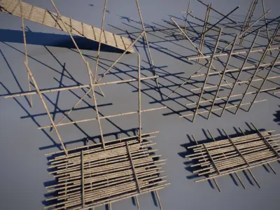 Bamboo Scaffolding Low-poly 3D model